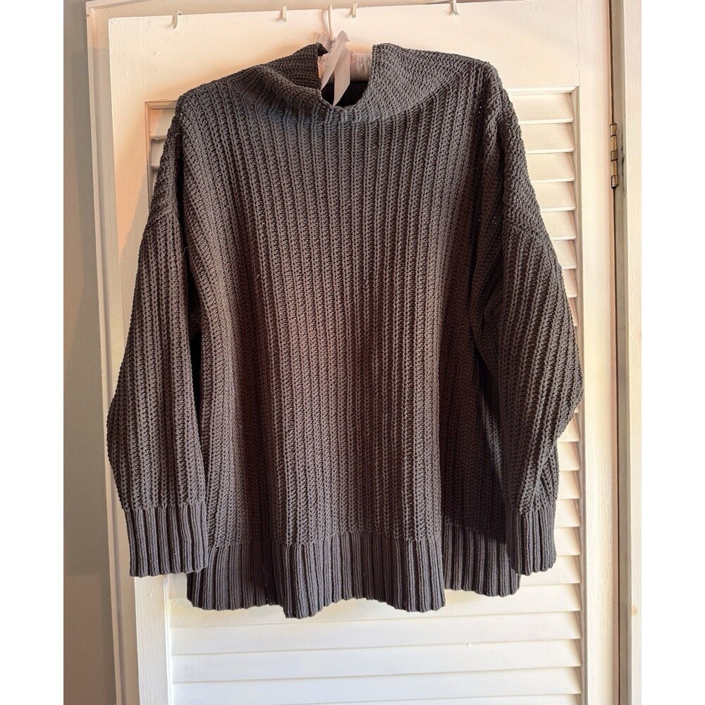 Aerie Charcoal Gray XS Chunky Oversized Sweater Funnel Neck Casual Cozy Cabin